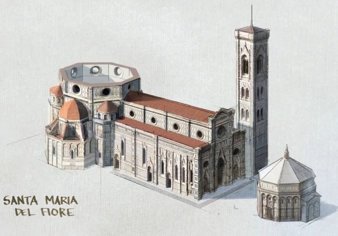 插图 53 圣母百花大教堂尚未建造大圆顶时的样子