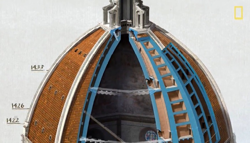 插图 54 圣母百花大教堂的大圆顶内部剖面示意图