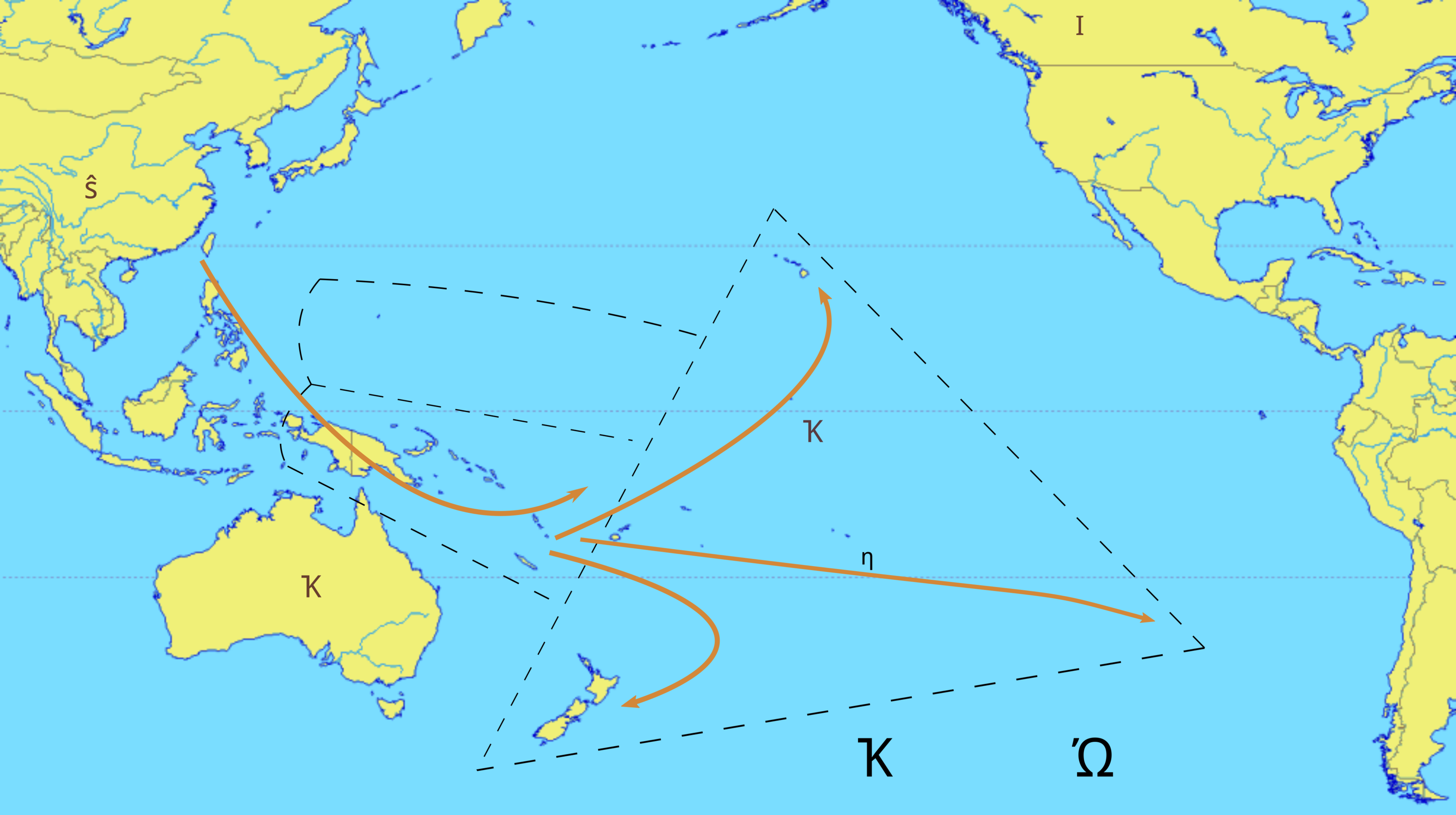 地图 7 波利尼西亚人的航海