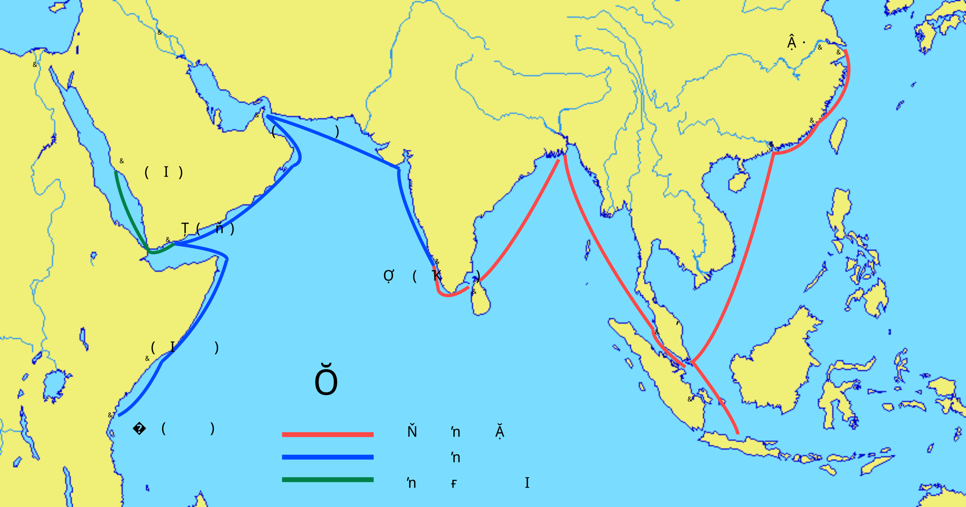 地图 14 郑和下西洋的大致路线