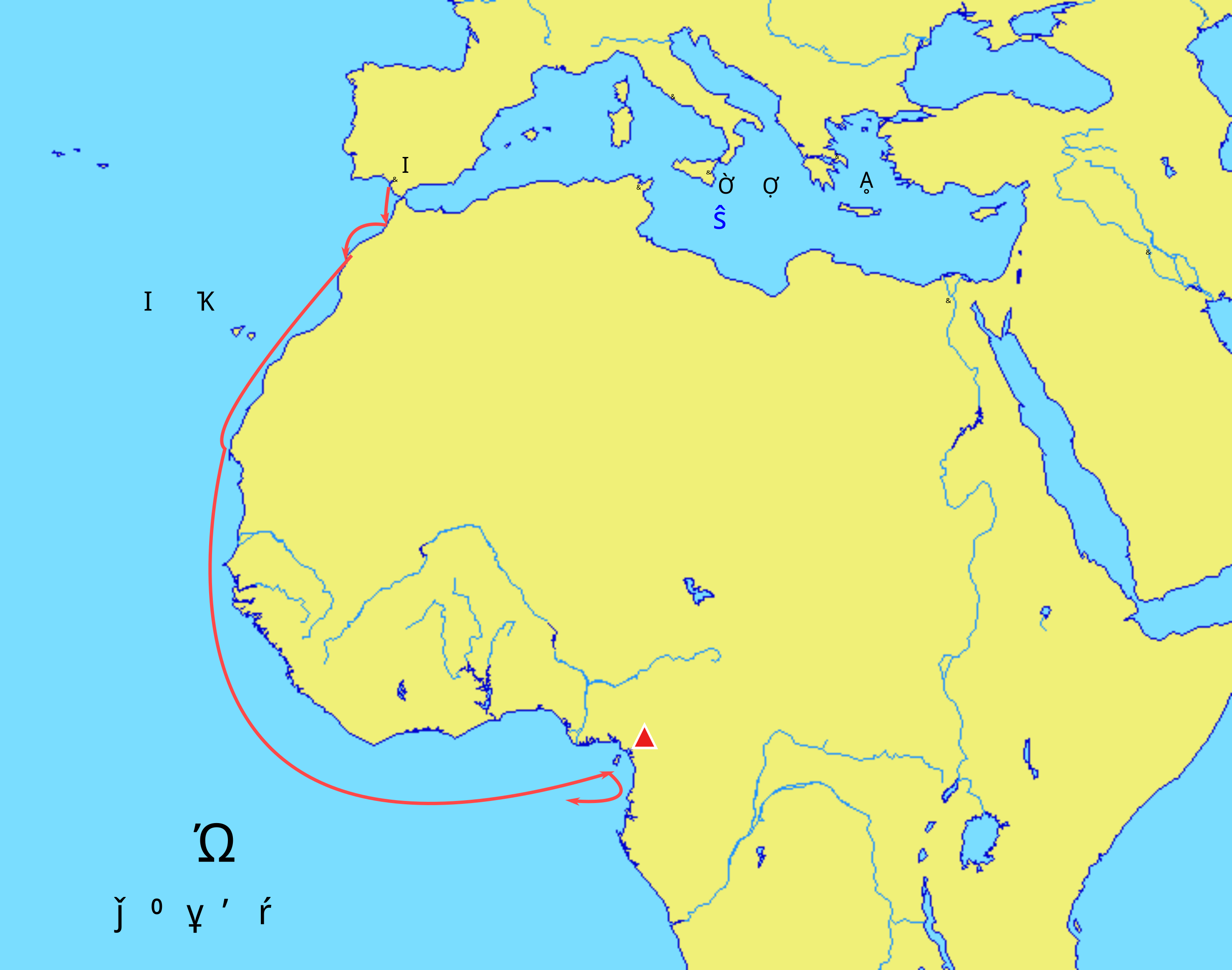 地图 10 腓尼基人汉诺的航行示意图