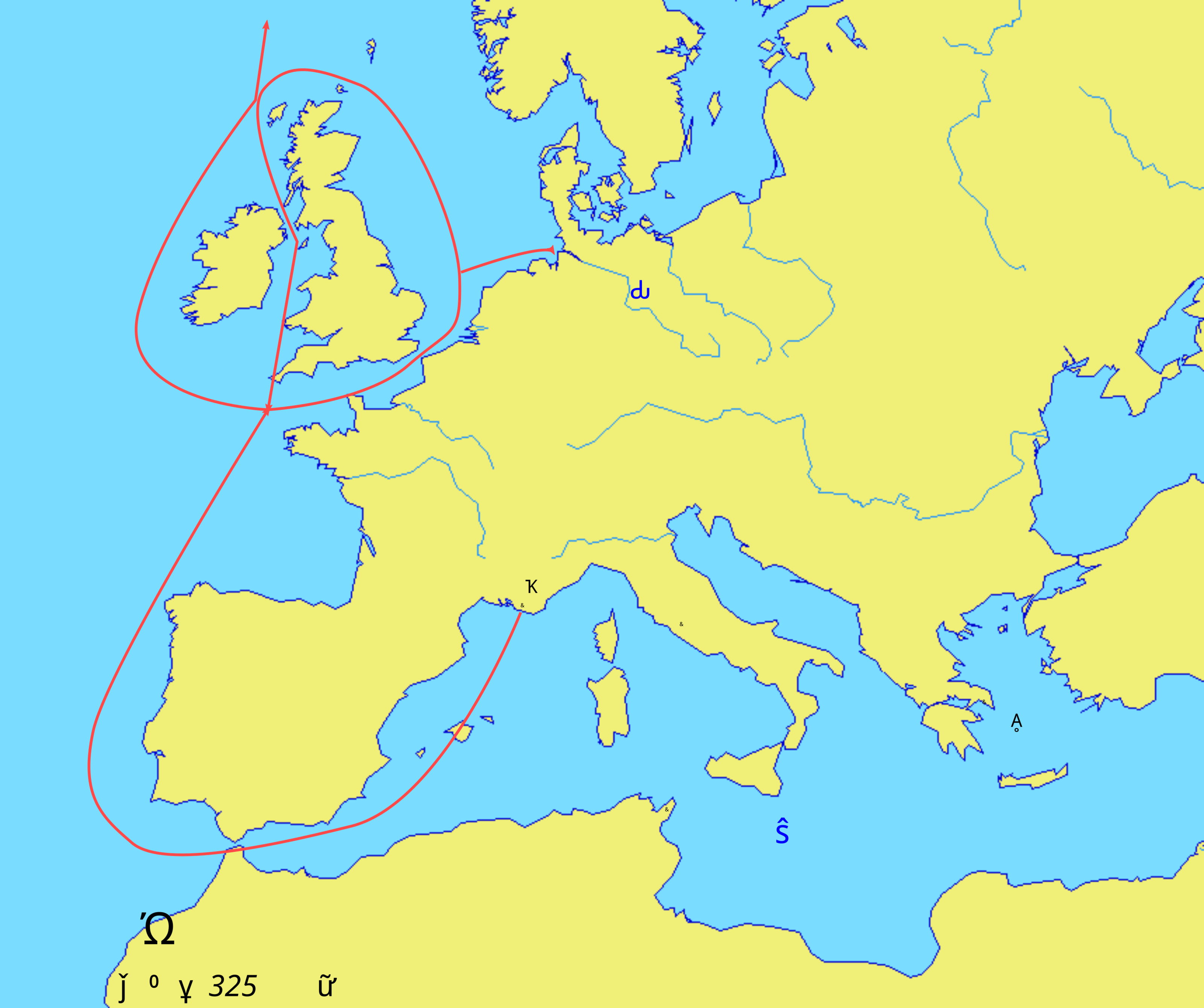 地图 11 希腊人皮西阿斯的航行示意图