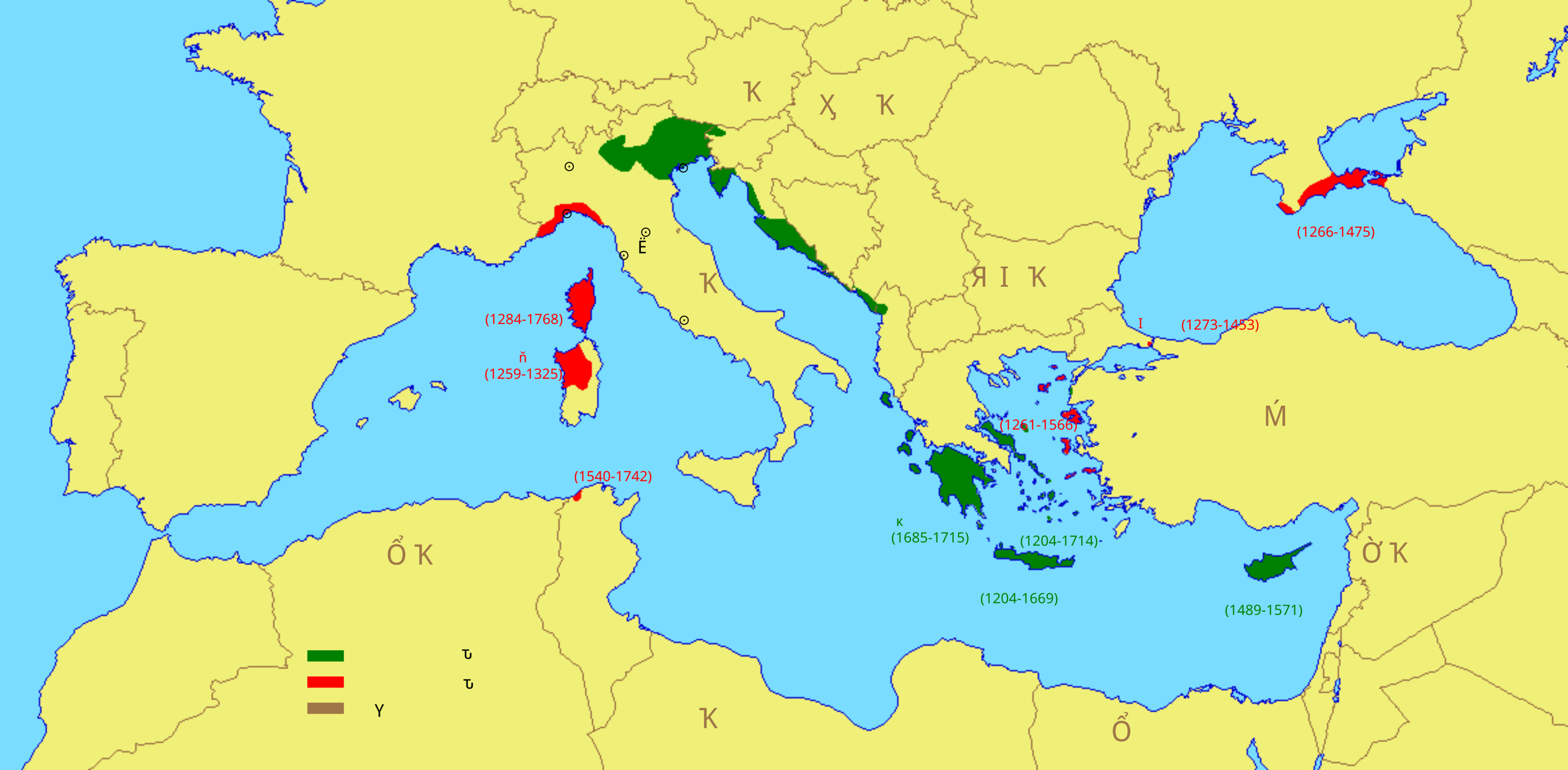地图 15 威尼斯和热那亚的殖民地