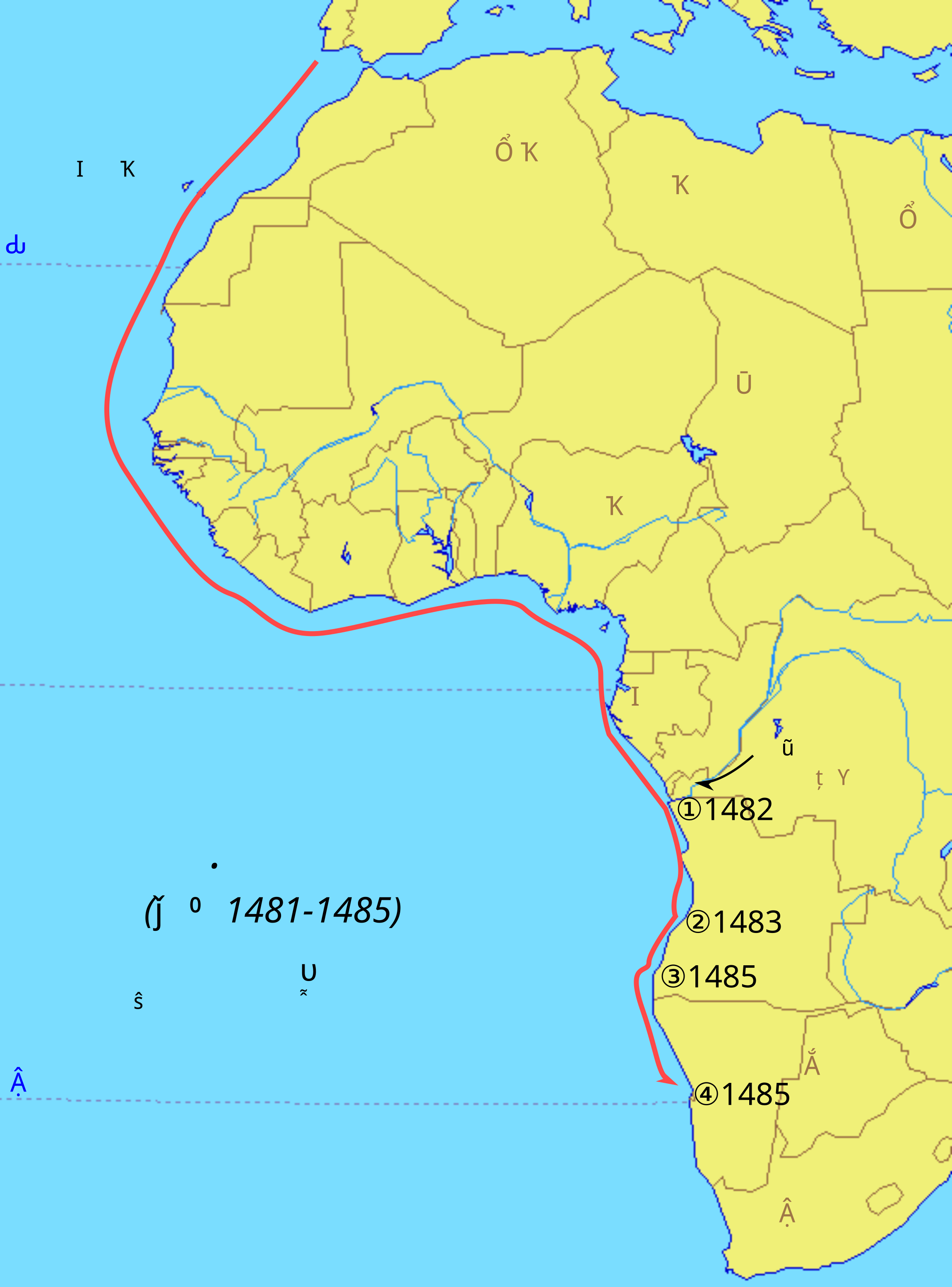 地图 20 迪奥戈·卡奥的非洲探索
