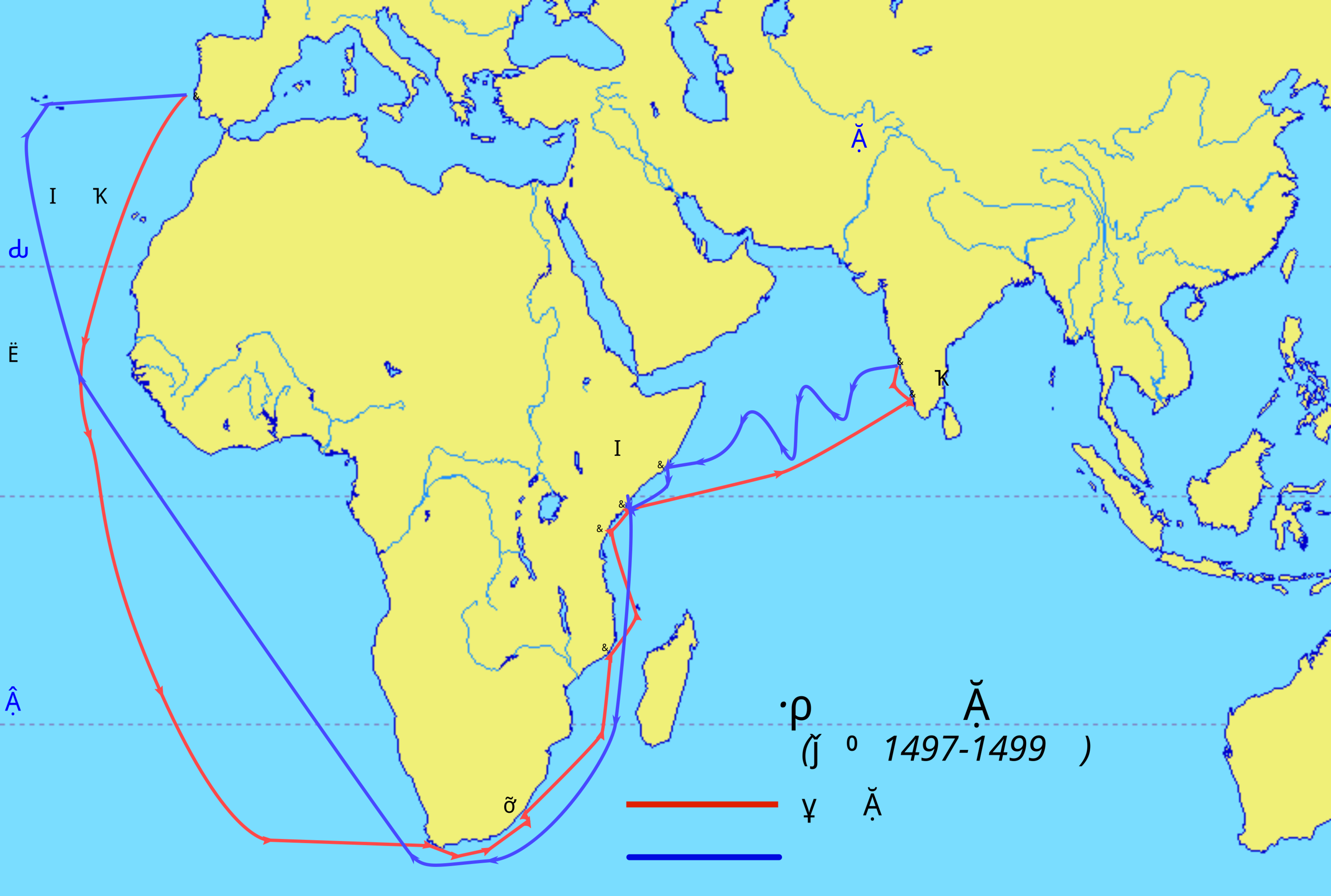 地图 26 达·伽马首航印度