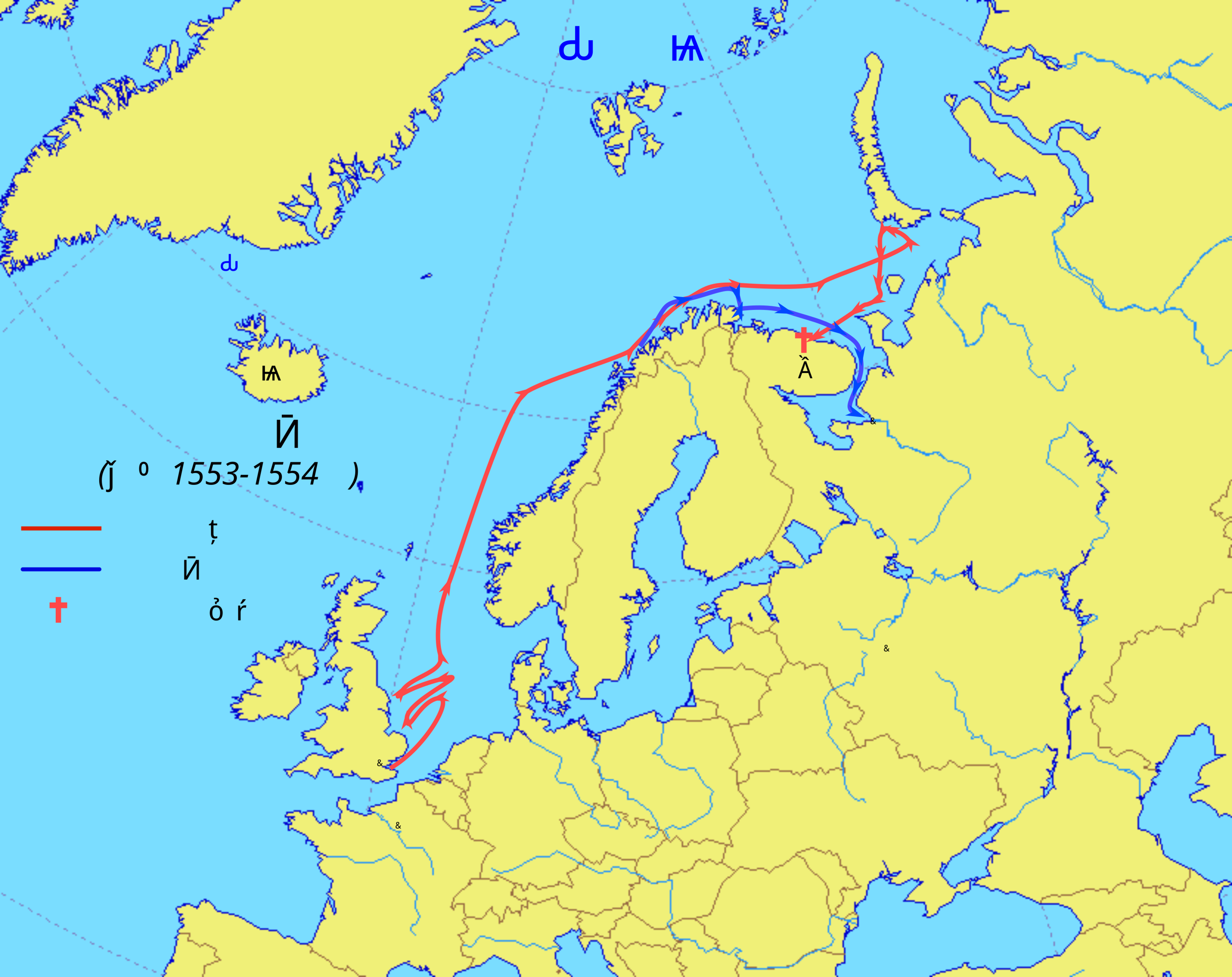 地图 31 威洛比和钱琴勒的航行